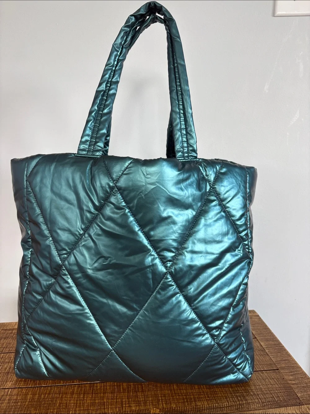 Victoria's Secret Shiny Teal Quilted Tote